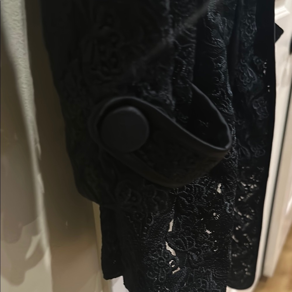 bebe Black Long Sleeve lace and satin blazer with detachable belt. Gorgeous! - Picture 7 of 11